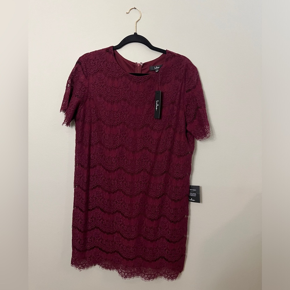 Lulus Shift Dress Burgundy Lace Women Size Large NWT